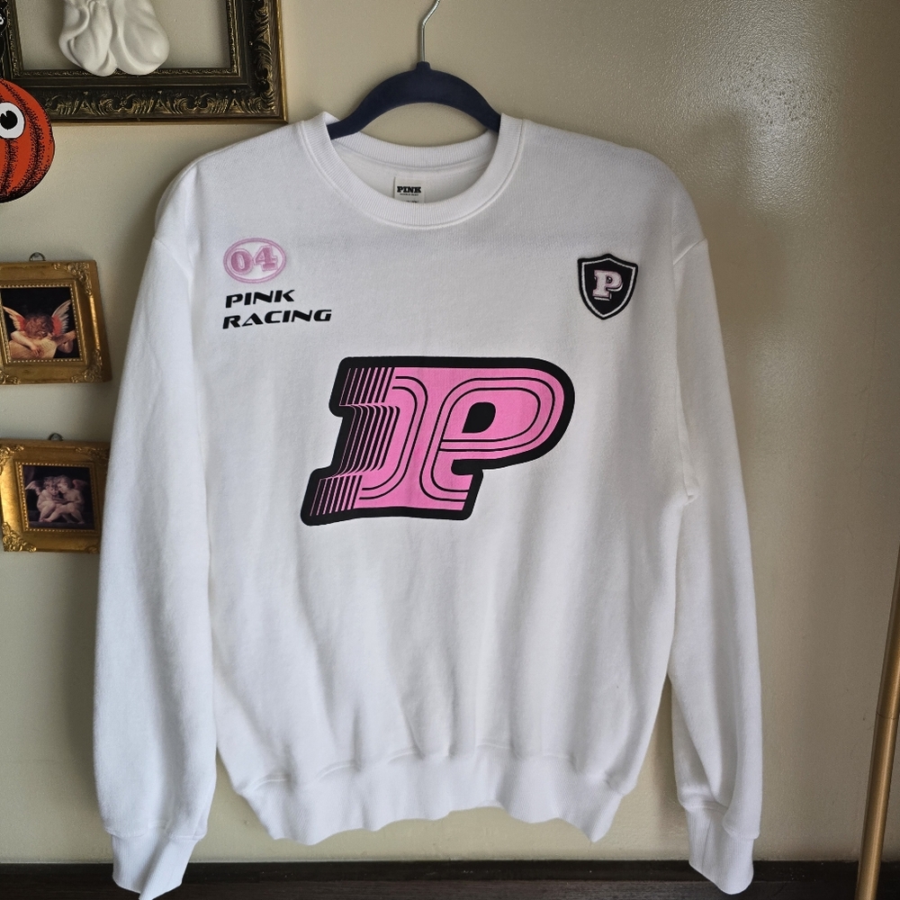 VS PINK RACING SWEATSHIRT CREWNECK PULLOVER